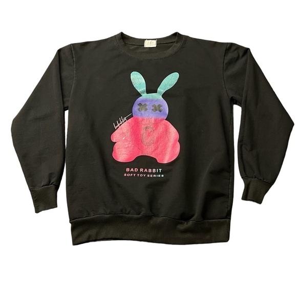 J & Y JINGYIFUSHI BLACK SWEATSHIRT WITH BAD RABBIT SOFT TOY SERIES - Picture 1 of 5